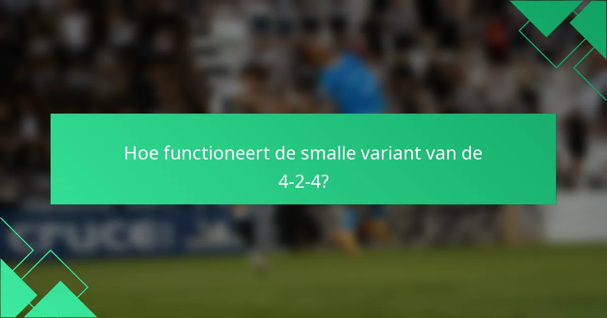 Hoe functioneert de smalle variant van de 4-2-4?