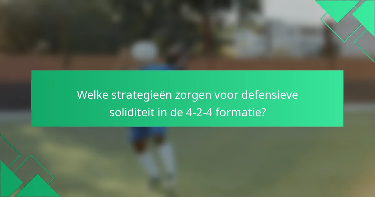 Welke strategieën zorgen voor defensieve soliditeit in de 4-2-4 formatie?